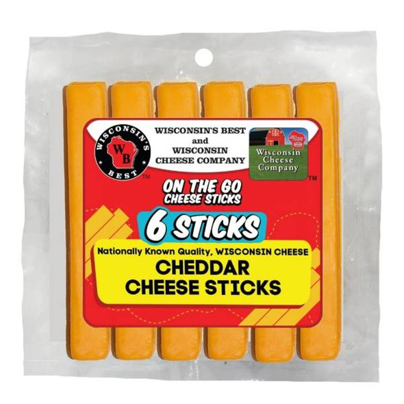 Wisconsin's Best 6 oz 6 Sticks Cheddar Cheese Processed Cheese Pack