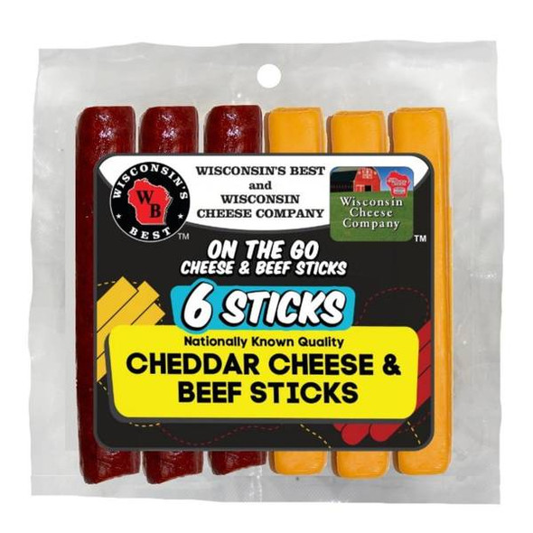 Wisconsin's Best 6 oz 6 Sticks Cheddar Processed Cheese and Beef Pack