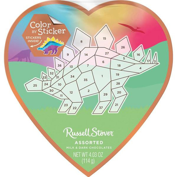 Russell Stover Assorted Chocolate Sticker Dino