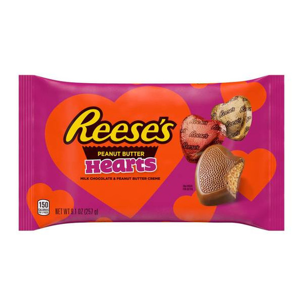 Hershey's 9.1 oz Reese's Milk Chocolate Peanut Butter Creme Hearts Candy Bag