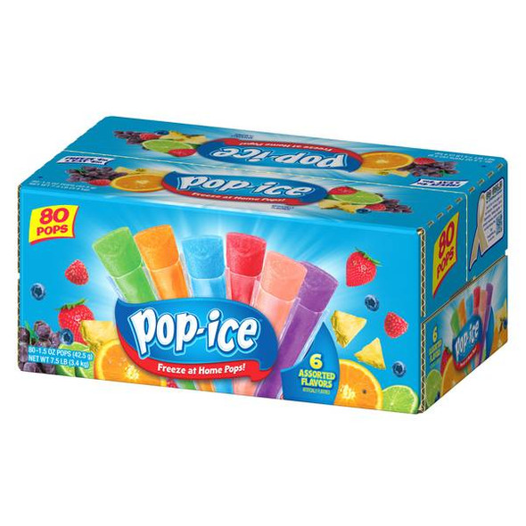 Pop Ice 80-Count Assorted Flavors Freezer Ice Pops