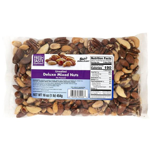 Blain's Farm & Fleet Unsalted Deluxe Mixed Nuts (No Peanuts)