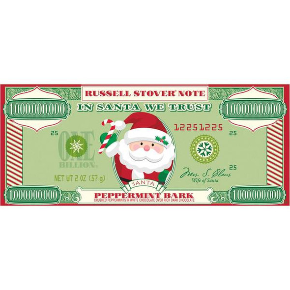 Russell Stover 2 oz Santa Money Peppermint Bark Bar