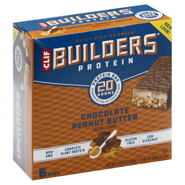 Clif Bar 6-Count Builder's Chocolate Peanut Butter 20g Protein Bars