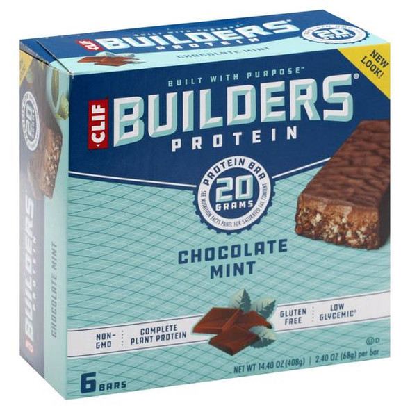 Clif Bar 6-Count Builder's Chocolate Mint 20g Protein Bars