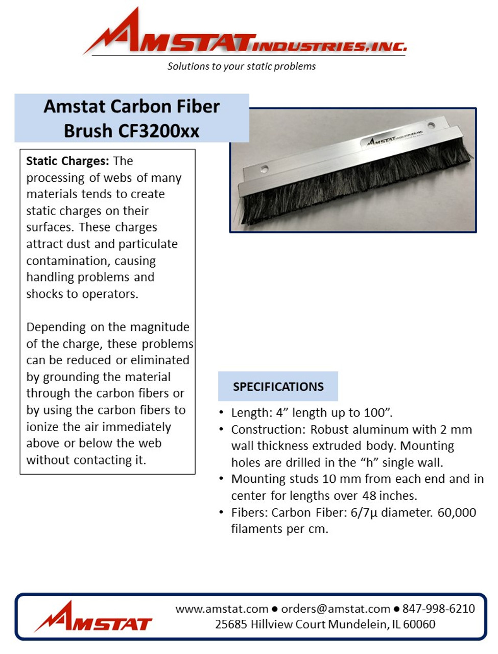 Carbon Fiber Brushes (18mm bristles) - $6.00/inch