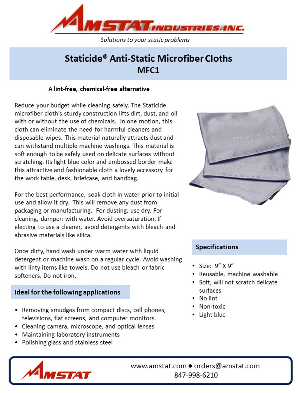 Staticide Microfiber Cloth