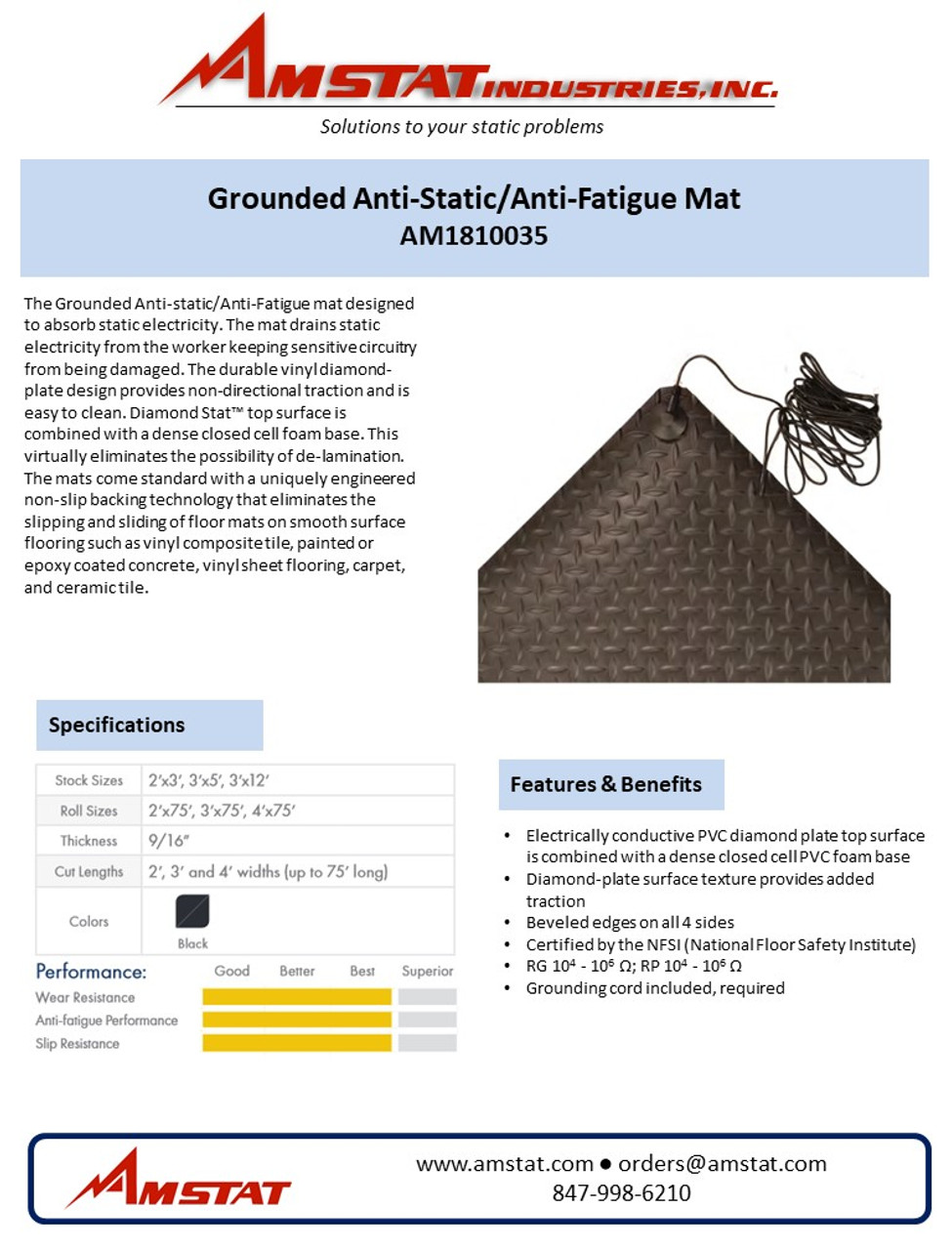 Grounded Anti-Static/Anti-Fatigue Matting