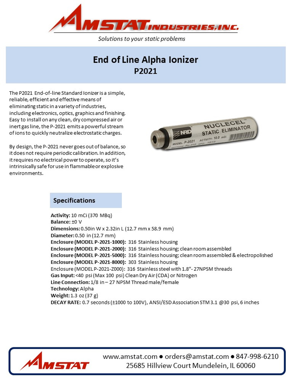 Cleanroom Air Gun - Replacement Cartridge