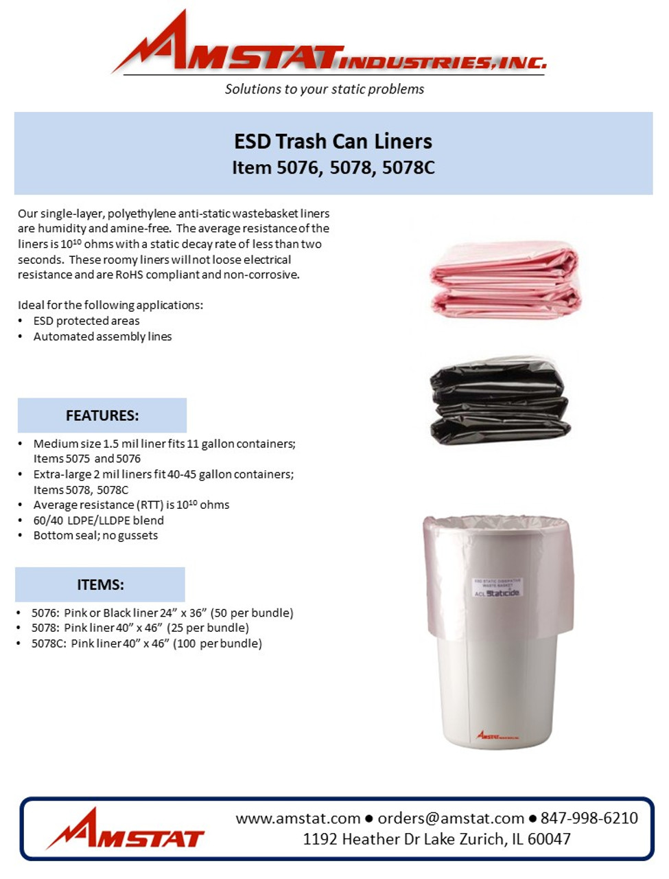 ESD Wastebasket Liners