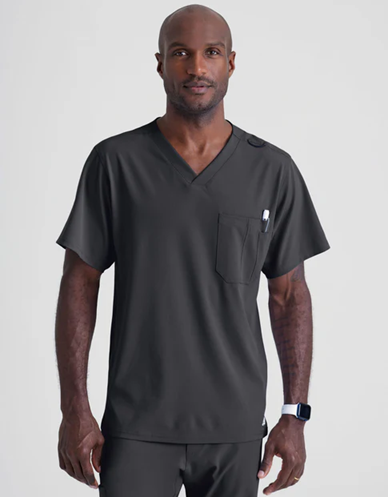 Structure 1-Pocket V-Neck Scrub Top (SK0112) With Res Logo