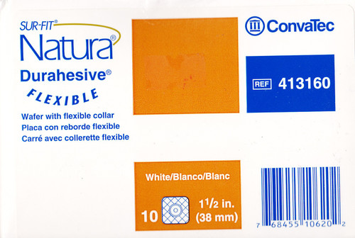 Ostomy Barrier Sur-Fit Natura Durahesive Trim to Fit, Flexible Adhesive Tape Borders 1-1/2 Inch Flange 4-1/2 X 4-1/2 Inch