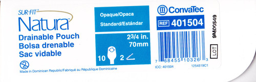 Colostomy Pouch Sur-Fit Natura®- Two-Piece System 12 Inch Length Drainable