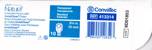 Colostomy Pouch Sur-Fit Natura Two-Piece System 12 Inch Length 2-3/4 Inch Stoma Drainable