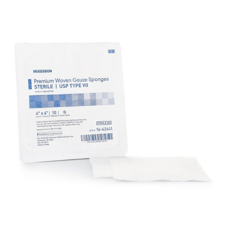 USP Type VII Gauze Sponge McKesson Cotton 12-Ply 4 X 4 Inch Square Sterile