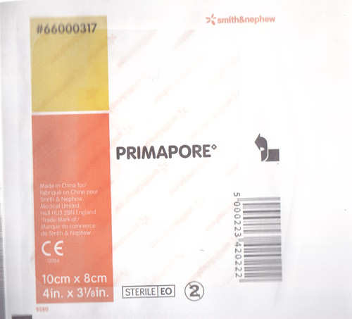 Adhesive Dressing Primapore 3-1/8 X 4 Inch Polyester Rectangle White Sterile