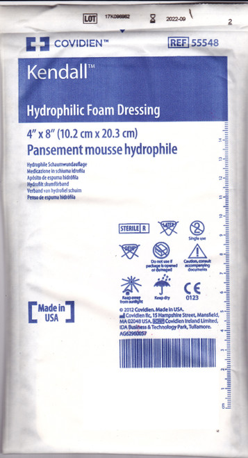 Foam Dressing Kendall™ 4 X 8 Inch Rectangle Non-Adhesive without Border Sterile