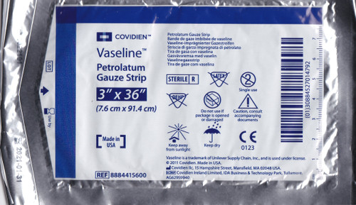 Petrolatum Impregnated Dressing Vaseline™ 3 X 36 Inch Gauze Petrolatum Sterile