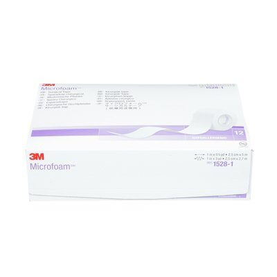 Medical Tape 3M™ Microfoam™ Water Resistant Foam / Acrylic Adhesive 1 Inch X 5-1/2 Yard White NonSterile