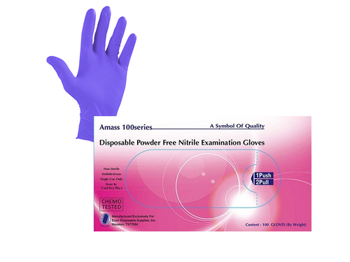 Amass, Disposable, Powder Free, Nitrile Examination Gloves, 100/box