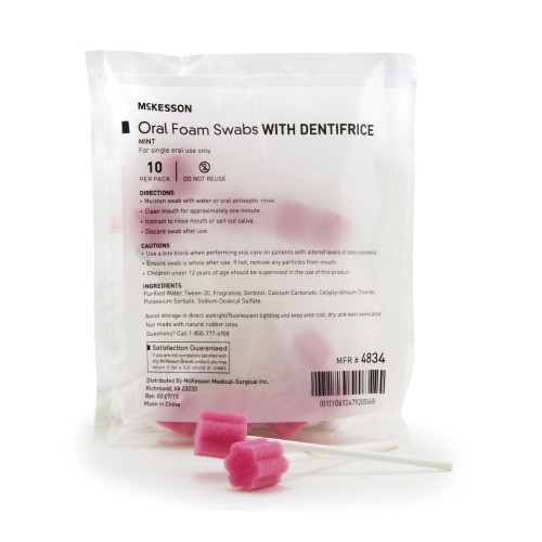 Oral Swabstick McKesson Foam Tip Dentifrice