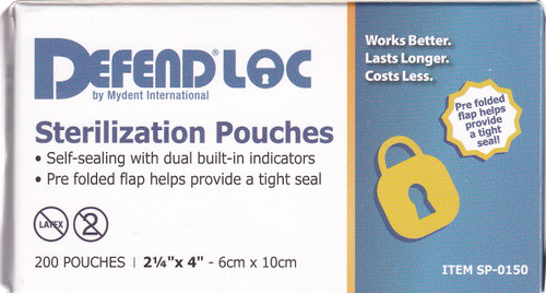 Defend 2.25" x 4" Self-Sealing Sterilization Pouch