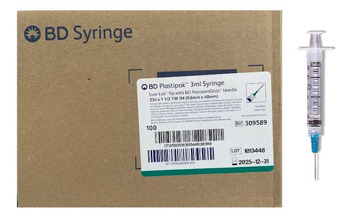 Standard Hypodermic Syringe with Needle PrecisionGlide™ 3 mL 1-1/2 Inch 23 Gauge NonSafety Thin Wall (Box)