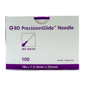 Hypodermic Needle PrecisionGlide™ 1 Inch Length 16 Gauge Regular Wall Without Safety (Box)