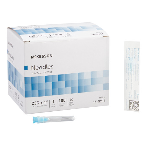 Hypodermic Needle McKesson 1 Inch Length 23 Gauge Thin Wall Without Safety (Box)