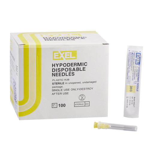Hypodermic Needle EXELInt® 1 Inch Length 30 Gauge Regular Wall Without Safety (Box)