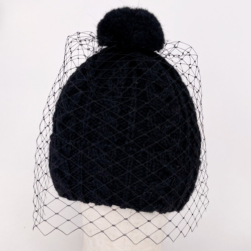  Cable Veil Beanie - Black