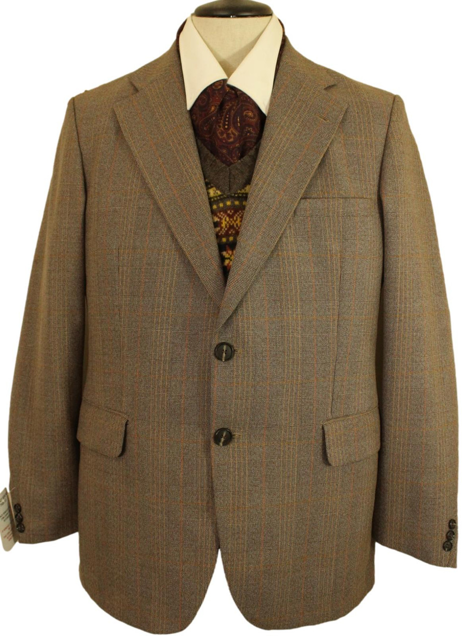 VINTAGE DUNN CO MENS BROWN 42R 108cm MIX WINDOW PANE SUIT STYLE