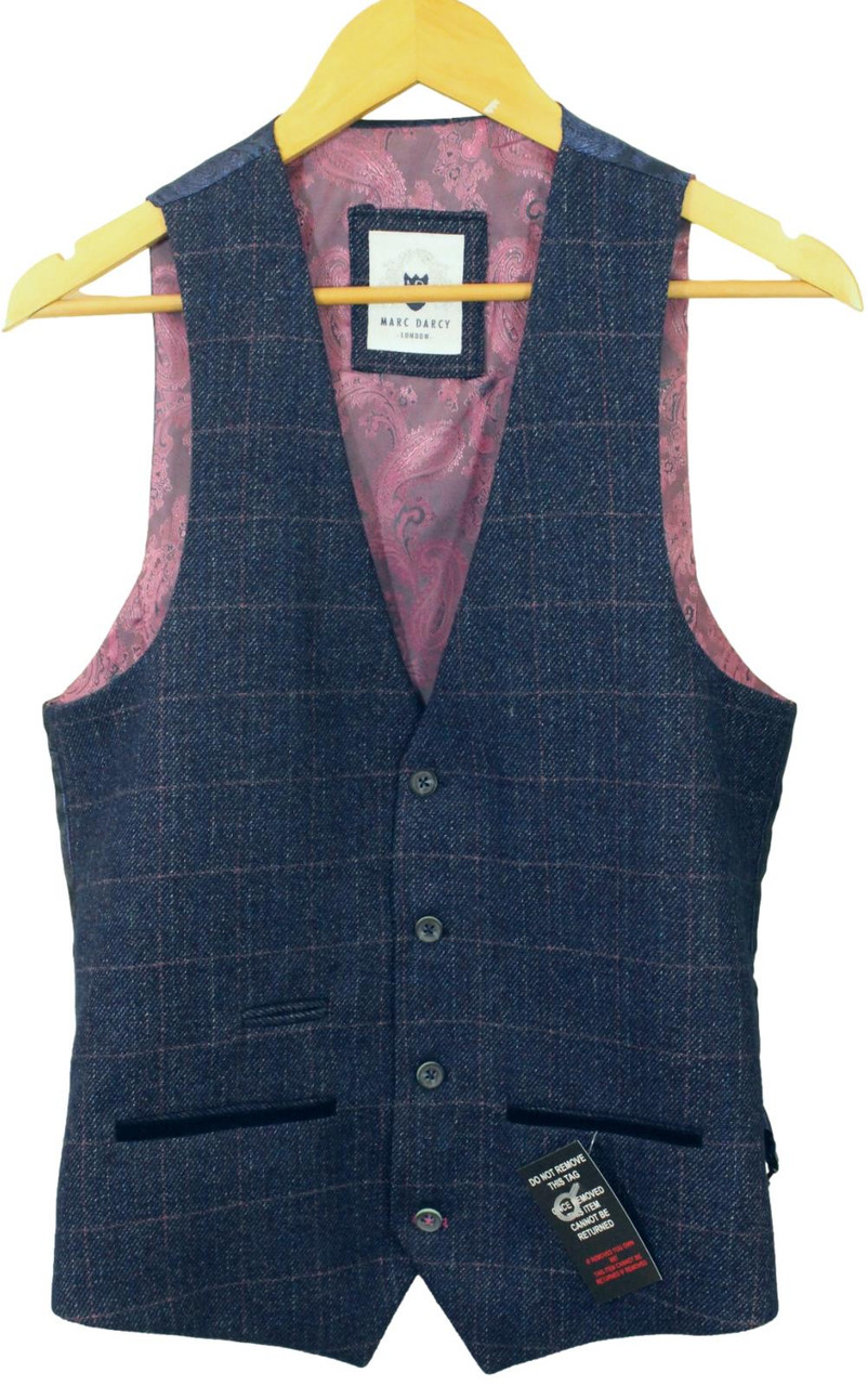 MARC DARCY MENS 38R BLUE TWEED WAISTCOAT Live for Tweed