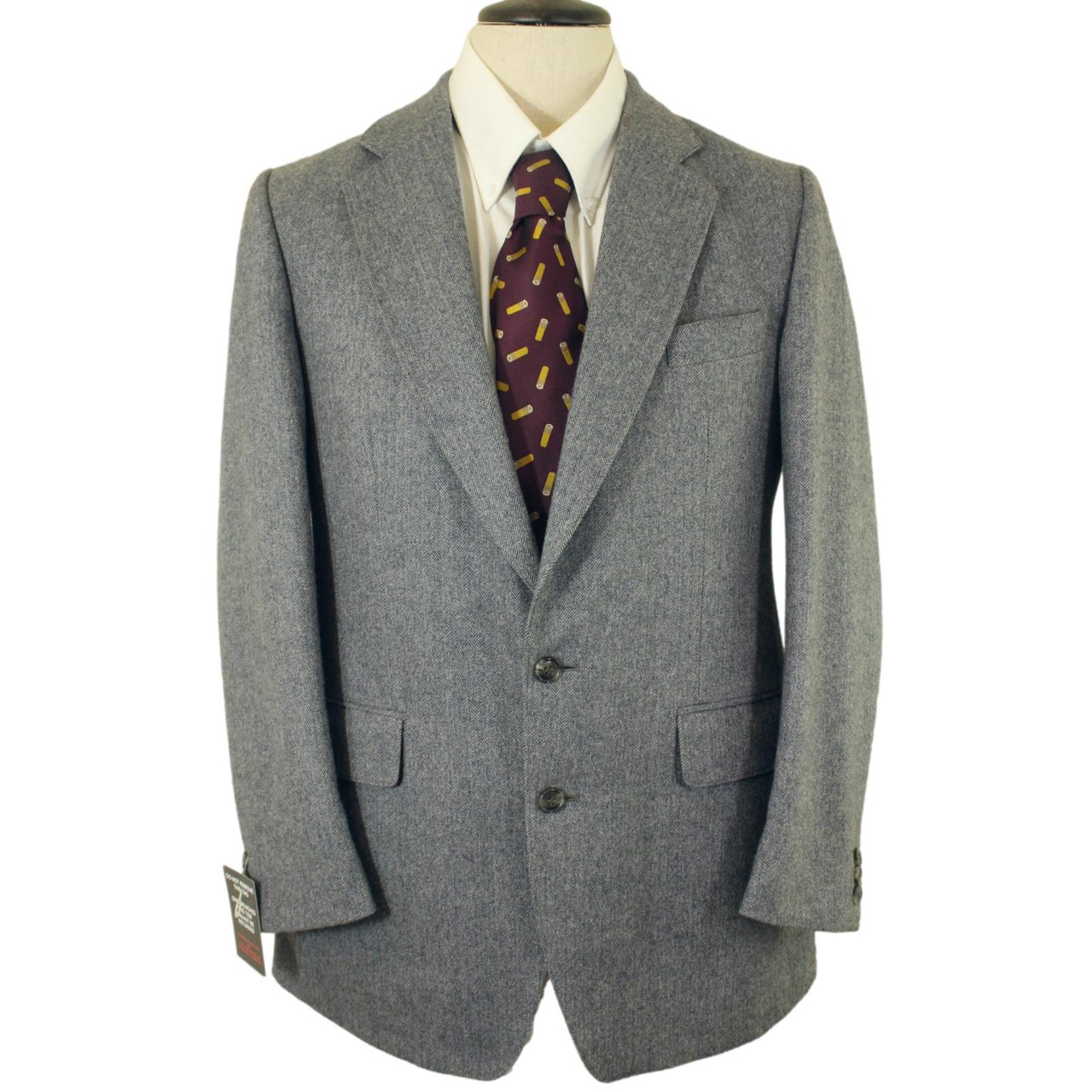ジャケット・アウター CITY SHOP HERRINGBONE TWEED JACKET Wool Tweed Sport Jacket - Grey Herringbone — The Anthology