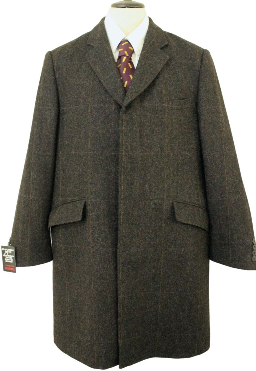 BLUE HARBOUR MARKS SPENCER MENS XL BROWN MIX LUXURY TWEED OVERCOAT