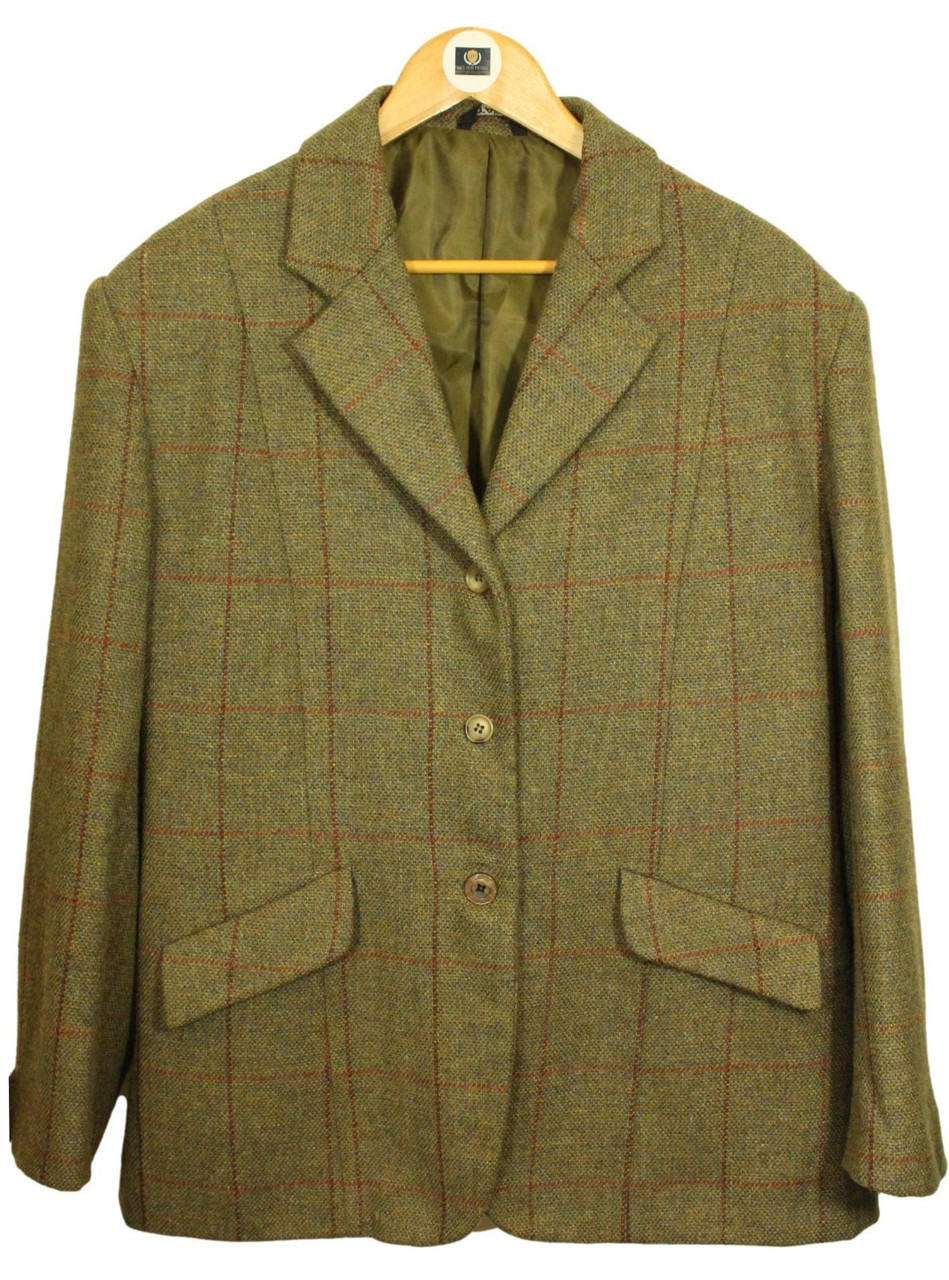 GRAND SAC CARTABLE Harris Tweed vert Dogtooth poches zippées