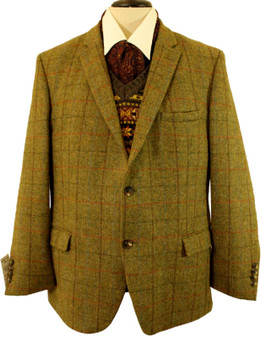 SANTINELLI MENS 46R GREEN MIX COUNTRY TWEED JACKET