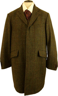 MARKS & SPENCER YORKSHIRE TWEED MENS XLARGE MOSS GREEN TWEED OVERCOAT