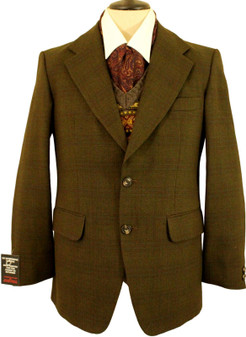 VINTAGE MEAKERS OF PICCADILLY MENS 40" GREEN/BROWN MIX SUIT JACKET