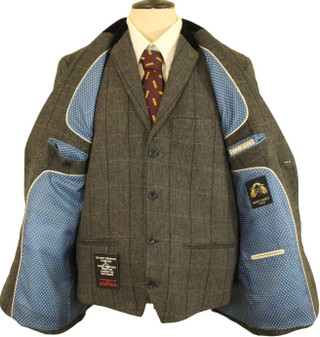 MARC DARCY MENS 44R CHARCOAL GREY MIX 2-PIECE JACKET & WAISTCOAT SUIT SET