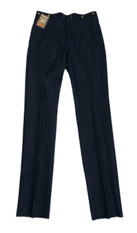Mens Brace & Fly Striped Jeans W30 L37 Unhemmed End of Line Buttoned Jeans