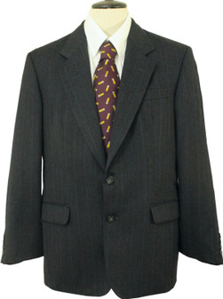 Vintage British Daks Mens 40R Grey Striped Wool Suit Smart Casual Jacket