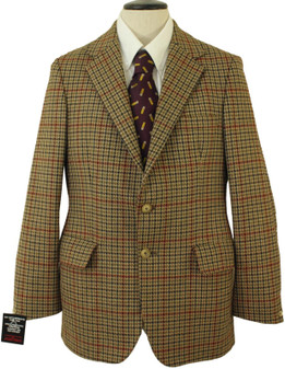 Vintage Harry Hall British Mens 38 Brown Green Mix Tailored Sports Tweed Jacket