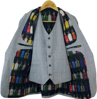 CAVANI BOYS AGE 14 BLUE CHECK 2-PIECE JACKET & WAISTCOAT SET