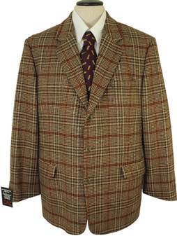 Cotswold Woollen Weavers Mens 46" Brown Plaid Pre-Loved Sports Tweed Jacket