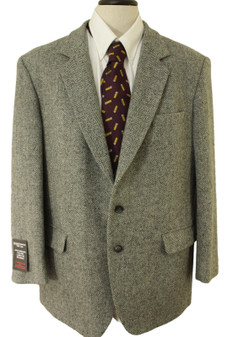 Mens Vintage Tweed 44R Grey Herringbone Tweed Jacket