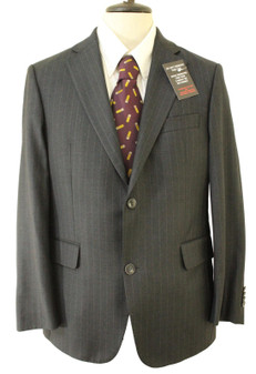 Vintage Daks Grey Pinstripe 38 Short Modern Suit Two Button Double Vent Jacket