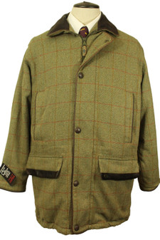 LE CHAMEAU ST HUBERT GREEN MEDIUM MENS LEATHER COLLAR FIELD COUNTRYBI-SWING COAT