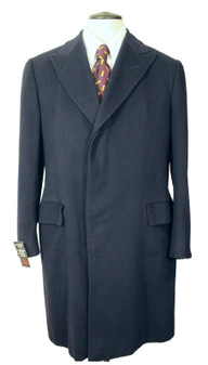 Vintage Martin Green 40" Cashmere & Wool Navy Blue Men's Tailored Overcoat