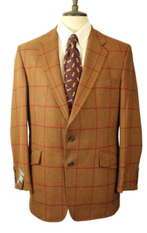 Earl Stuart Brown Bespoke Tailored 42" Box Check Tweed Scabal Cloth Jacket
